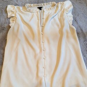 Ann Taylor Ivory Button-Front Blouse